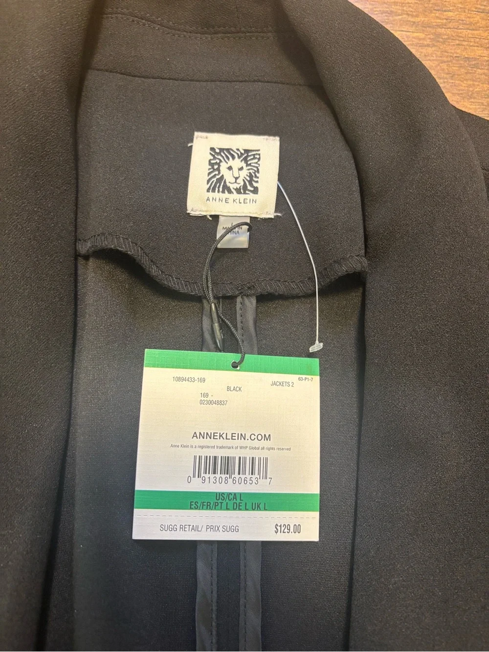 Anne Klein 3/4 Sleeve Padded Shoulder Blazer Size Large NWT